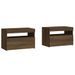 Tables de chevet 2 pcs et lumières LED Chêne marron 60x35x40 cm - Photo n°3