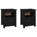 Tables de chevet 2 pcs Noir 40x35x49 cm Bois de pin massif - Photo n°2