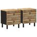 Tables de chevet 2 pcs noir bois de manguier massif brut - Photo n°1