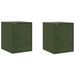 Tables de chevet 2 pcs noir vert olive 34,5x39x44 cm acier - Photo n°2