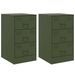 Tables de chevet 2 pcs noir vert olive 34,5x39x62 cm acier - Photo n°2