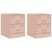 Tables de chevet 2 pcs rose 34,5x39x44 cm acier - Photo n°2