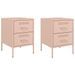 Tables de chevet 2 pcs rose 36x39x50,5 cm acier - Photo n°2