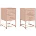 Tables de chevet 2 pcs rose 36x39x60,5 cm acier - Photo n°2