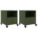 Tables de chevet 2 pcs vert olive 36x39x43,5 cm acier - Photo n°2