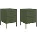 Tables de chevet 2 pcs vert olive 36x39x50,5 cm acier - Photo n°2