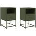 Tables de chevet 2 pcs vert olive 36x39x60,5 cm acier - Photo n°2