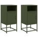 Tables de chevet 2 pcs vert olive 36x39x78 cm acier - Photo n°2