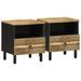 Tables de chevet 2pcs noir 40x33x46cm bois manguier massif brut - Photo n°1