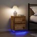 Tables de chevet avec lumières LED 2pcs vieux bois 38x34x50 cm - Photo n°1