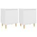 Tables de chevet avec pieds en bois 2 pcs Blanc 40x30x50 cm - Photo n°1