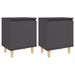 Tables de chevet avec pieds en bois 2 pcs Gris 40x30x50 cm - Photo n°1