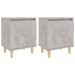 Tables de chevet avec pieds en bois 2 pcs Gris béton 40x30x50cm - Photo n°1