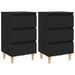 Tables de chevet avec pieds en bois 2 pcs Noir 40x35x69 cm - Photo n°1