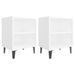 Tables de chevet avec pieds en métal 2 pcs Blanc 40x30x50 cm 2 - Photo n°1