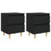 Tables de chevet avec pieds en pin 2 pcs Noir 40x35x50 cm - Photo n°1