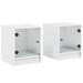 Tables de chevet avec portes en verre 2 pcs blanc 35x37x42 cm - Photo n°1