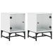 Tables de chevet avec portes en verre 2 pcs blanc 35x37x50 cm - Photo n°1