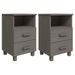 Tables de chevet HAMAR 2 pcs Gris clair 40x35x62 cm Bois massif - Photo n°2