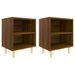 Tables de chevet pieds en bois 2 pcs Chêne marron 40x30x50 cm - Photo n°1