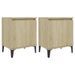 Tables de chevet pieds en métal 2 pcs Chêne sonoma 40x30x50 cm 2 - Photo n°1