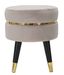 Tabouret bas gris en velours avec finitions dorées Kyro - Photo n°1