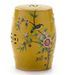 Tabouret bas oriental jaune motifs fleurs - Photo n°1