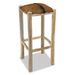 Tabouret cuir et pieds teck massif clair Oced - Photo n°2