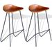 Tabouret de bar cuir marron et pieds métal noir Ural - lot de 2 - Photo n°1