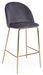 Tabouret de bar en velours gris et pieds acier Cam - Lot de 2 - Photo n°1