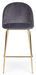 Tabouret de bar en velours gris et pieds acier Cam - Lot de 2 - Photo n°2