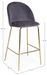 Tabouret de bar en velours gris et pieds acier Cam - Lot de 2 - Photo n°3