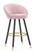 Tabouret de bar rose velours pieds bois Prague - Photo n°1