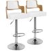 Tabouret de bar simili cuir blanc et chêne clair Pako - Lot de 2 - Photo n°1