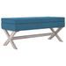 Tabouret de rangement Bleu 110x45x49 cm Velours - Photo n°1