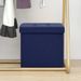 Tabouret de rangement pliable Bleu Faux lin - Photo n°1