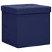 Tabouret de rangement pliable Bleu Faux lin - Photo n°2