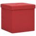 Tabouret de rangement pliable Rouge bordeaux Faux lin - Photo n°2