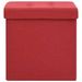 Tabouret de rangement pliable Rouge bordeaux Faux lin - Photo n°3