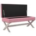 Tabouret de rangement Rose 110x45x49 cm Velours - Photo n°4