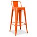 Tabouret haut industriel avec dossier acier brillant Kalax 76 cm - Haut de gamme - Photo n°1