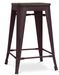 Tabouret industriel acier brillant et assise en bois massif marron Reko 60 cm - Photo n°1