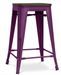 Tabouret industriel acier brillant et assise en bois massif marron Reko 60 cm - Photo n°1