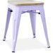 Tabouret industriel en acier brillant et bois clair REKO - Assise 45 cm - Photo n°1