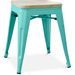 Tabouret industriel en acier brillant et bois clair REKO - Assise 45 cm - Photo n°1