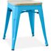 Tabouret industriel en acier brillant et bois clair REKO - Assise 45 cm - Photo n°1