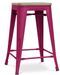 Tabouret industriel en acier brillant et bois clair REKO - Assise 60 cm - Photo n°1