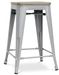 Tabouret industriel en acier brillant et bois clair REKO - Assise 60 cm - Photo n°1