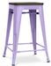 Tabouret industriel en acier brillant et bois marron REKO - Assise 60 cm - Photo n°1