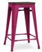 Tabouret industriel en acier brillant et bois marron REKO - Assise 60 cm - Photo n°1
